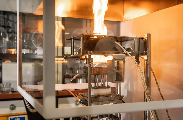 Fire tests conducted in a laboratory.